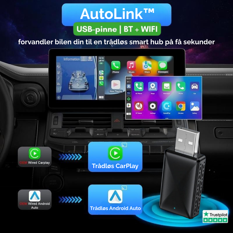 AutoLink™ | forvandler bilen din til en trådløs smart hub på få sekunder